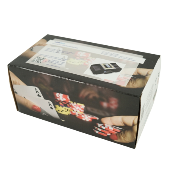 Relaxdays kaartenschudmachine op batterij zwart 2 decks