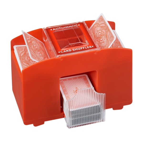 Relaxdays kaartenschudmachine op batterij rood 4 decks