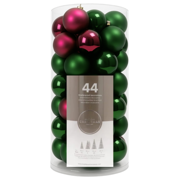 Kerstballen shatterproof paars/groen 44 stuks
