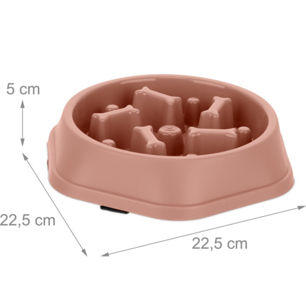 Relaxdays honden anti-schrok voerbak botjes oudroze 22,5 cm
