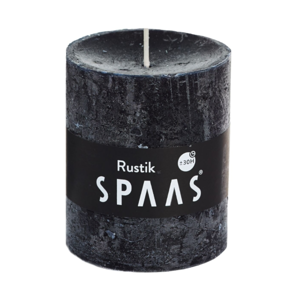 (R) Spaas stompkaars rustiek zwart 7 x 8 cm