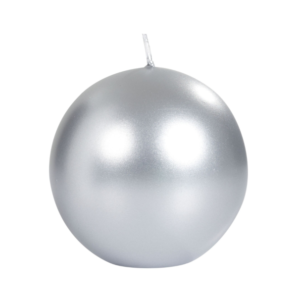 (R) Spaas bolkaars metallic zilver 8 cm