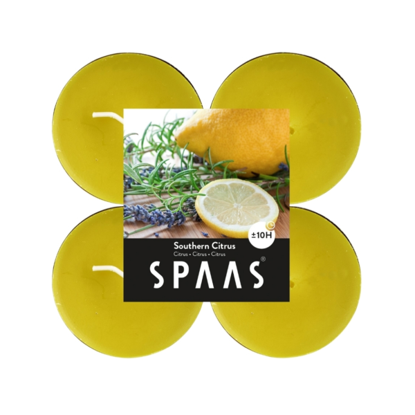 (R) Spaas maxi geur theelichten Southern Citrus 6 cm set van 4