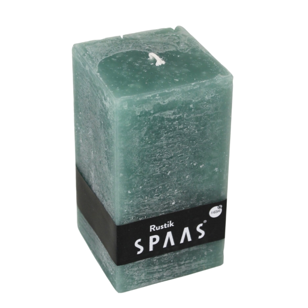 (R) Spaas stompkaars Rustic vierkant groen 7 x 13 cm