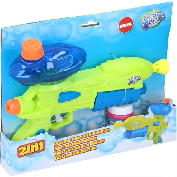 Eddy Toys bellenblaas pistool met 50 ml bellenblaasvloeistof 28 cm
