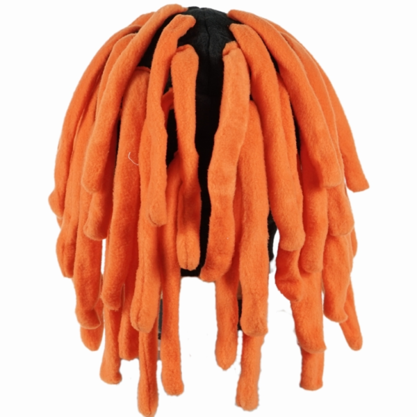 Zwarte muts met oranje haren 40 cm
