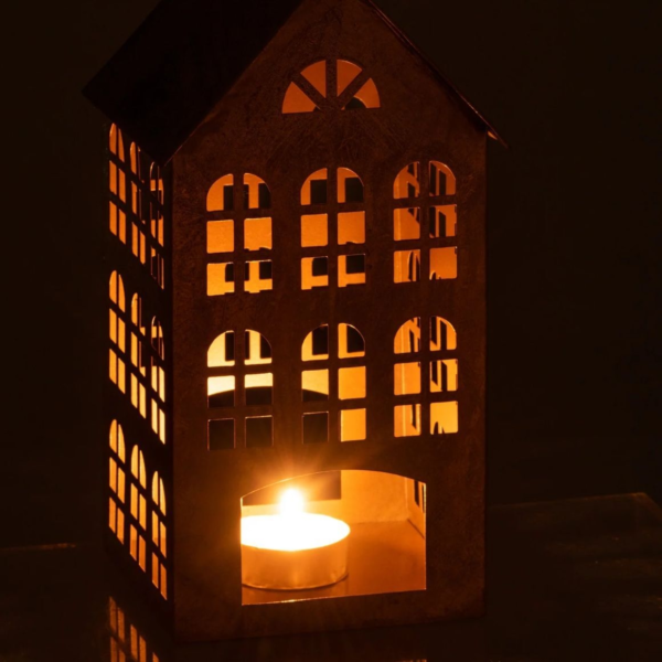 J-Line kaarsenhouder Huis goudkleurig 32 cm