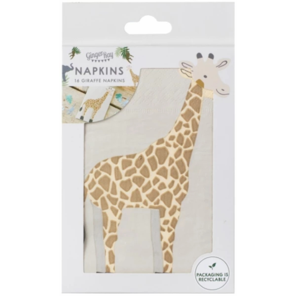 Ginger Ray servetten giraffe 22 x 33 cm 16 stuks