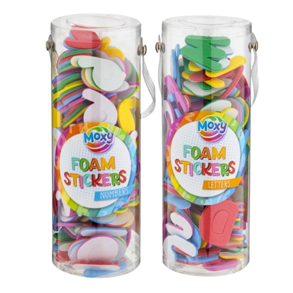 Foam stickers nummers/letters in koker 2 assorti
