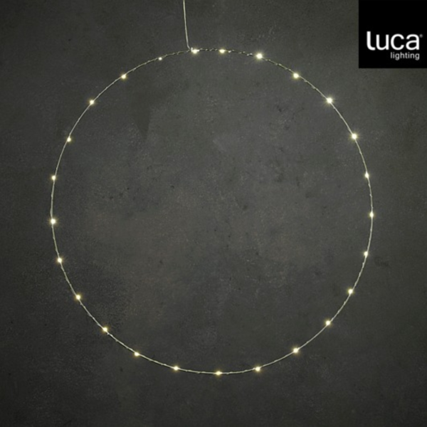 Kreis mit LED Beleuchtung silberfarbig batteriebetrieben 70 cm