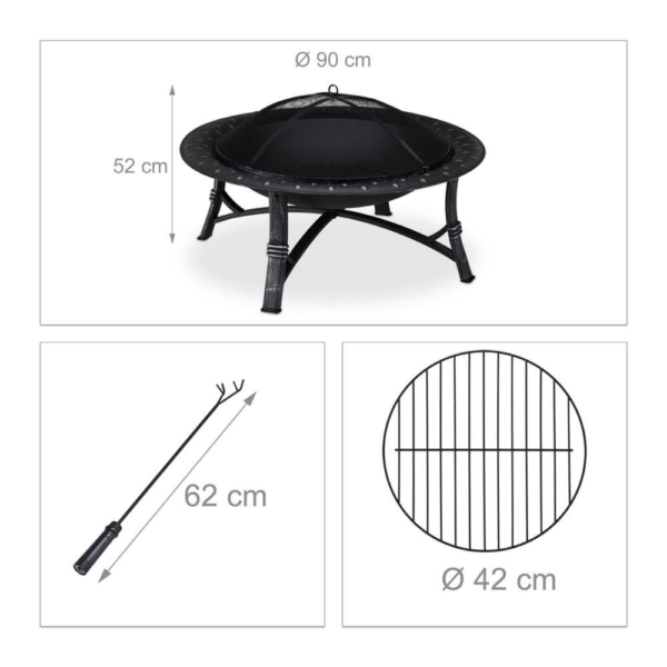 Relaxdays vuurschaal XXL zwart 90 cm