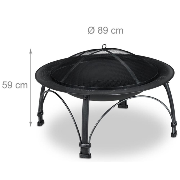 Relaxdays vuurschaal XXL zwart 89 cm