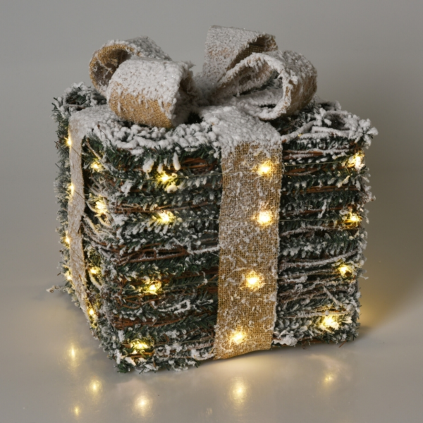 Cadeaudoos met LED verlichting op batterij 26 cm set van 3