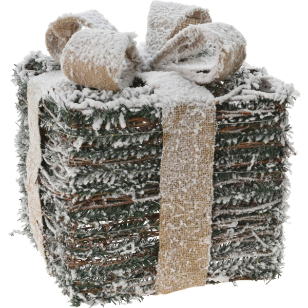 Cadeaudoos met LED verlichting op batterij 26 cm set van 3