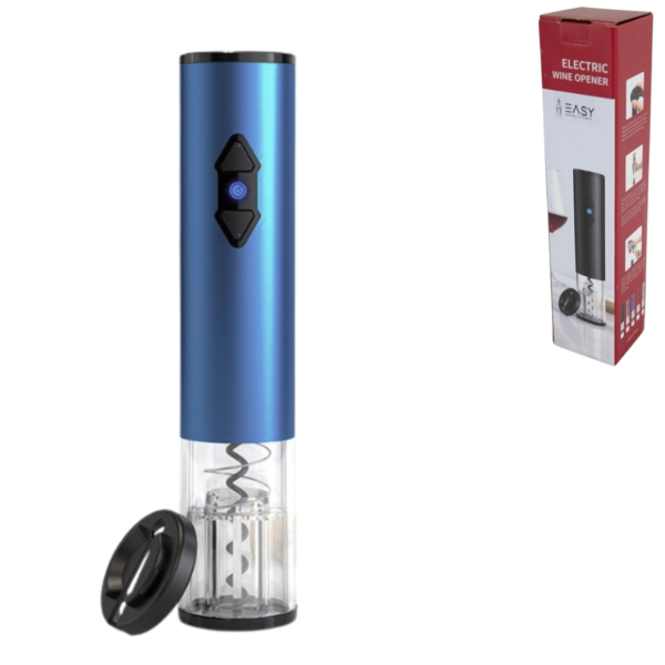 Elektrische kurkentrekker op batterij blauw 23 cm