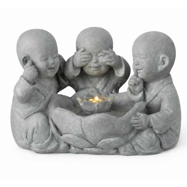 J-Line Brunnen Mönch grau EU-Stecker 40 cm