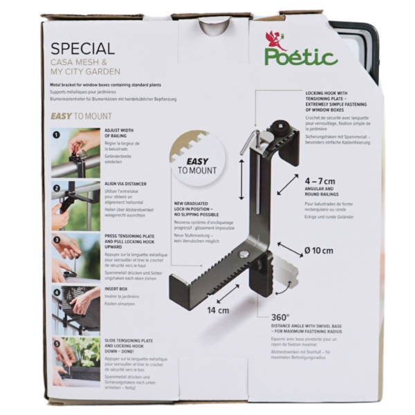 Poetic plantenbak beugel Special metaal antraciet 25 cm set van 2