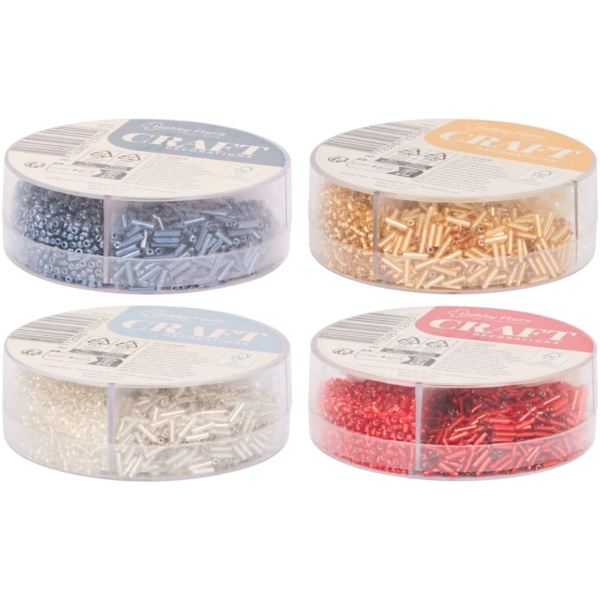 Hobby Flora kralen en pailletten 8 cm 4 assorti