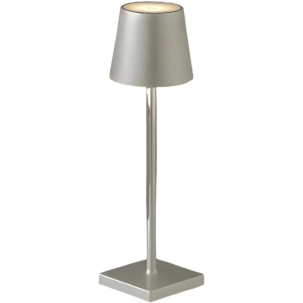 Firenze tafellamp oplaadbaar LED IP44 zilverkleurig 38 cm