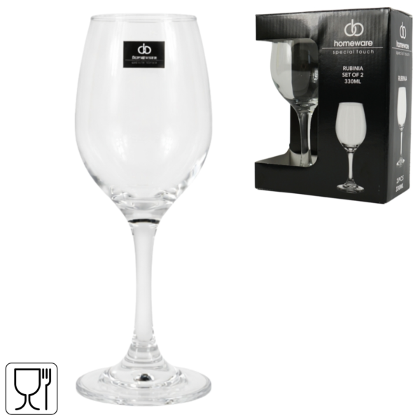 Homeware wijnglas Rubina 330 ml 2 stuks
