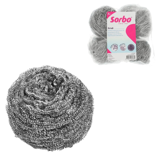 Sorbo pannenspons rvs set van 4