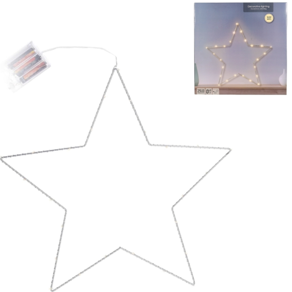 Kerstverlichting ster 25 LED op batterij 45 cm