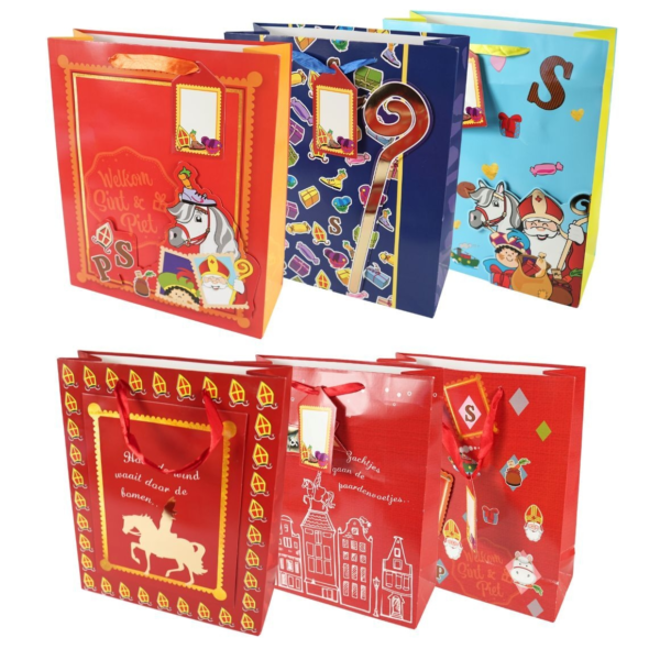 Geschenktas Sinterklaas 32 cm 6 assorti