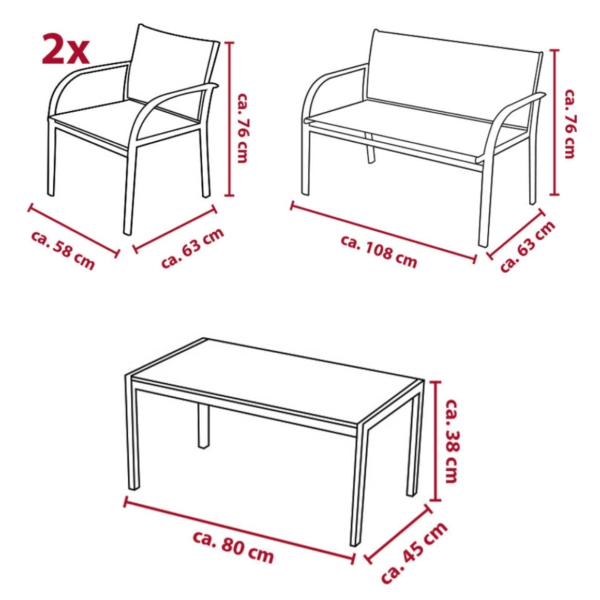 Lifetime Garden tuinset Parijs 105 cm set van 4