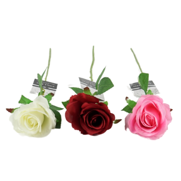 Kunstbloem roos 52 cm 3 assorti