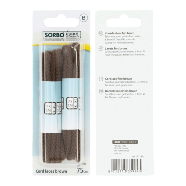 Sorbo schoenveter rond bruin 75 cm set van 2 paar