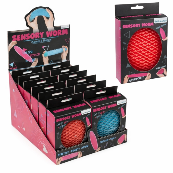 Out of the Blue Sensory Worm fidget 34,5 cm 2 assorti