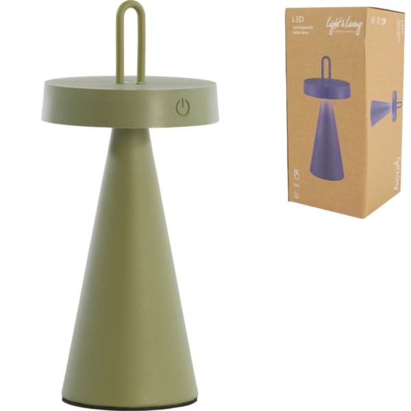 Light & Living tafellamp Ankenta LED oplaadbaar olijfgroen 28,5 cm
