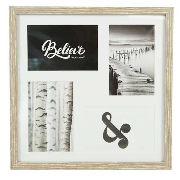 Fotolijst 4 fotos met passe partout bruin 10 x 15 cm