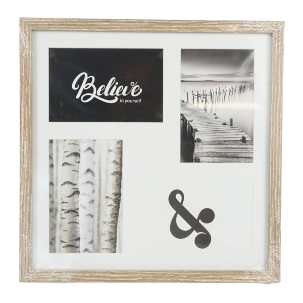 Fotolijst 4 fotos met passe partout bruin 10 x 15 cm