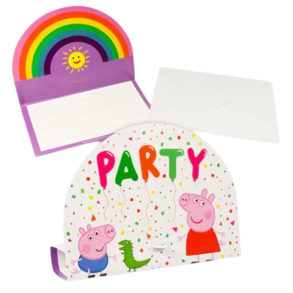 Amscan uitnodigingen met envelop Peppa Pig set van 8