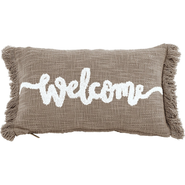Tiseco kussen Cotton Slub Welcome taupe 30 x 50 cm