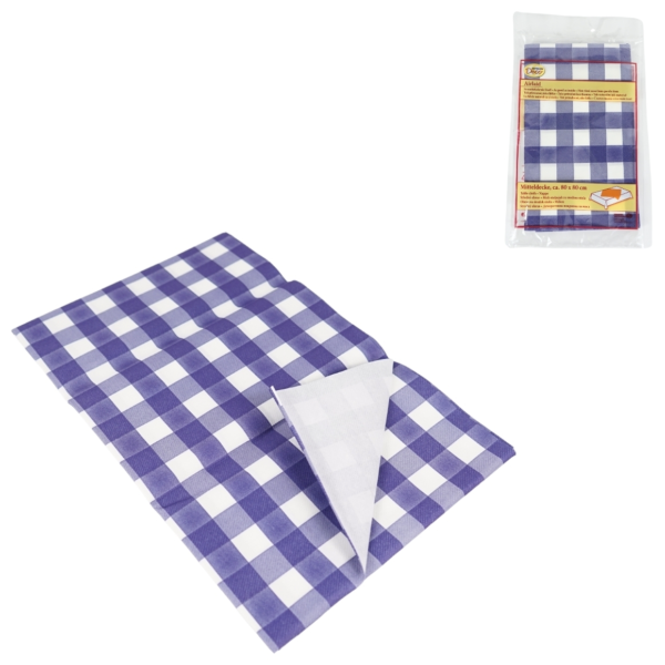 Tafelkleed geruit papier blauw 80 x 80 cm