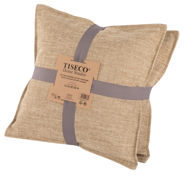 Tiseco kussen Astoria camel 45 x 45 cm set van 2