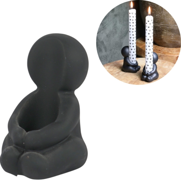 Kaarsenhouder Hug zwart 8 cm