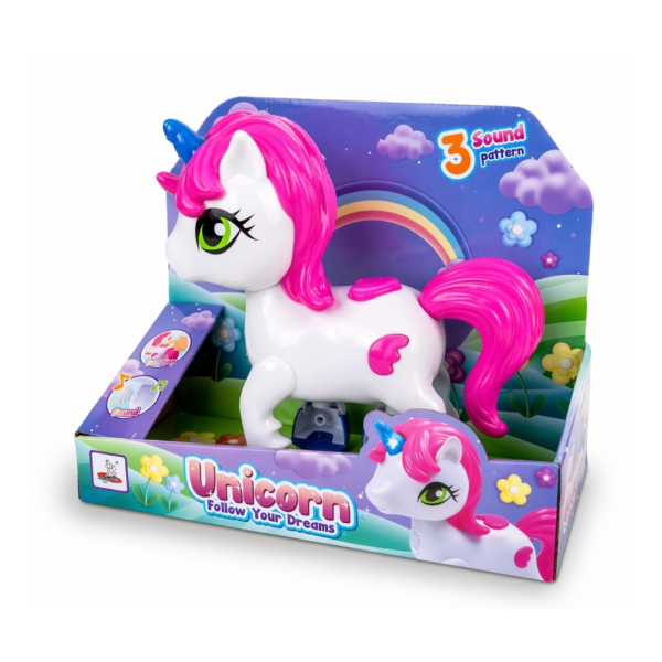Unicorn met licht en geluid 23 cm