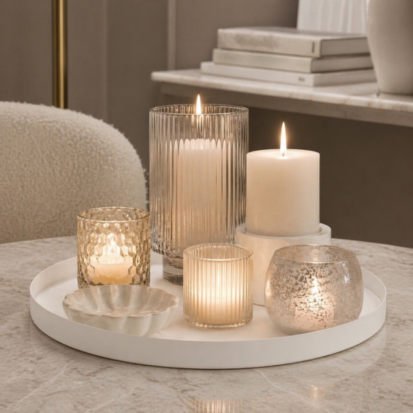 Plateau rond metaal wit 31,5 cm