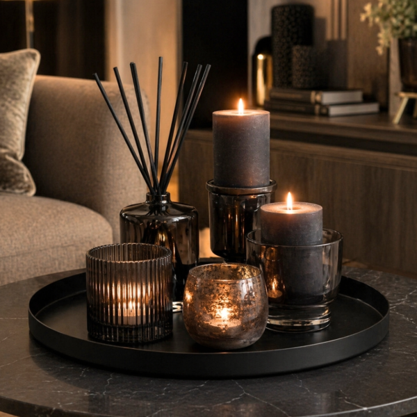 Plateau rond metaal zwart 31,5 cm