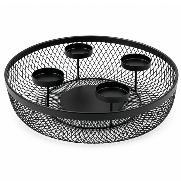 Kaarsenhouder krans zwart 34 cm