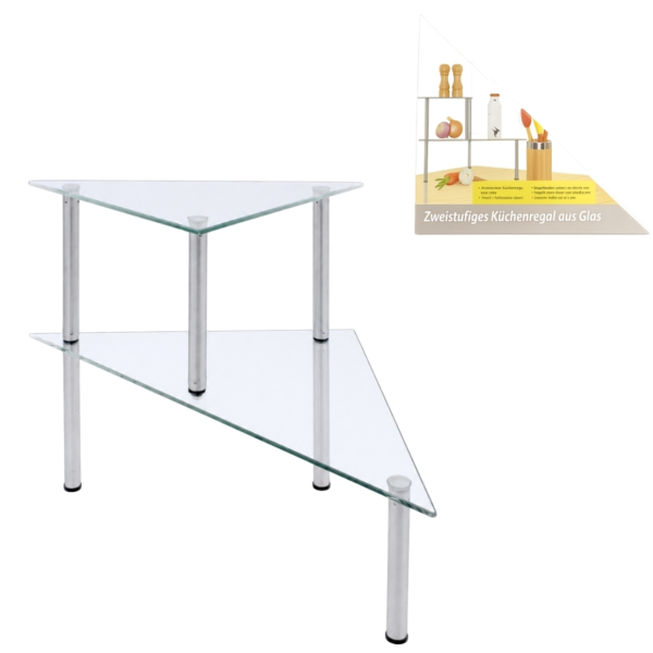Glazen keukenrek 2-laags 49 cm