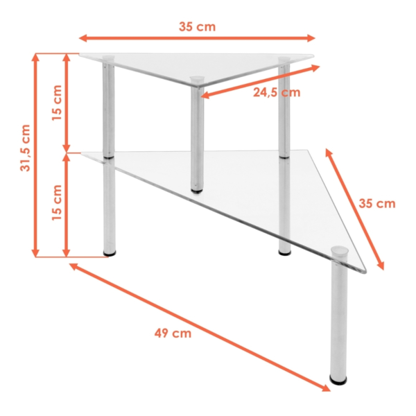 Glazen keukenrek 2-laags 49 cm