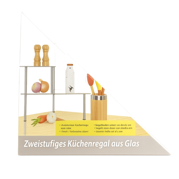 Glazen keukenrek 2-laags 49 cm