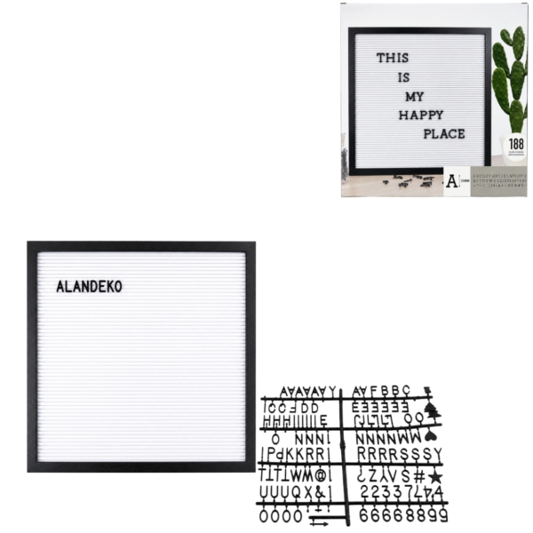 Letterbord wit/zwart 40 x 40 cm 180 delig