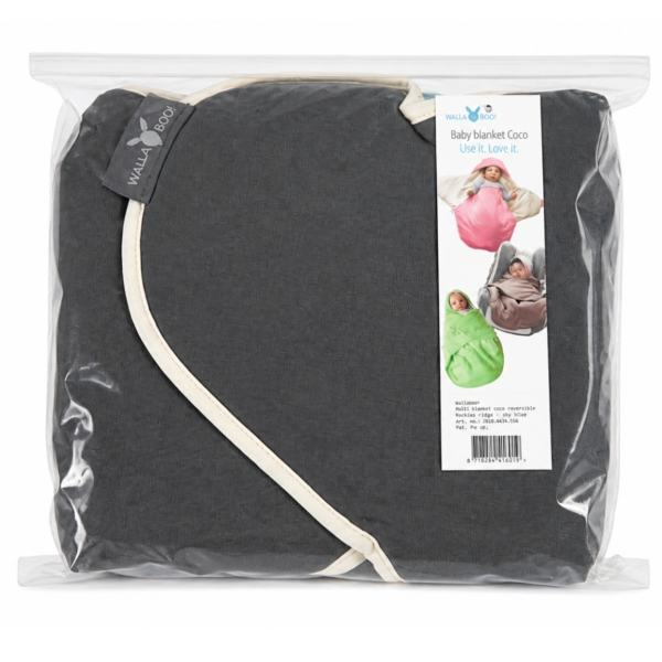Wallaboo babydeken Coco grijs/ blauw 70 x 90 cm
