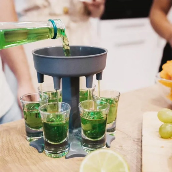 Out of the blue shotglas dispenser met 6 glazen