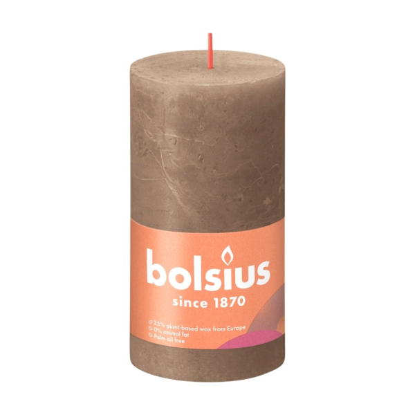 Bolsius stompkaars rustiek bruin 6,8 x 13 cm